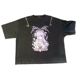 Unique Japanese Anime Gothic Black Graphic Tee